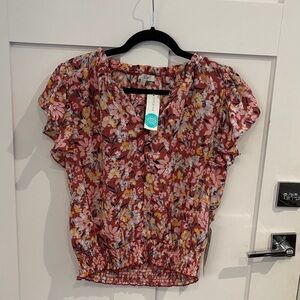 Nine Britton Floral Blouse in Red and Yellow